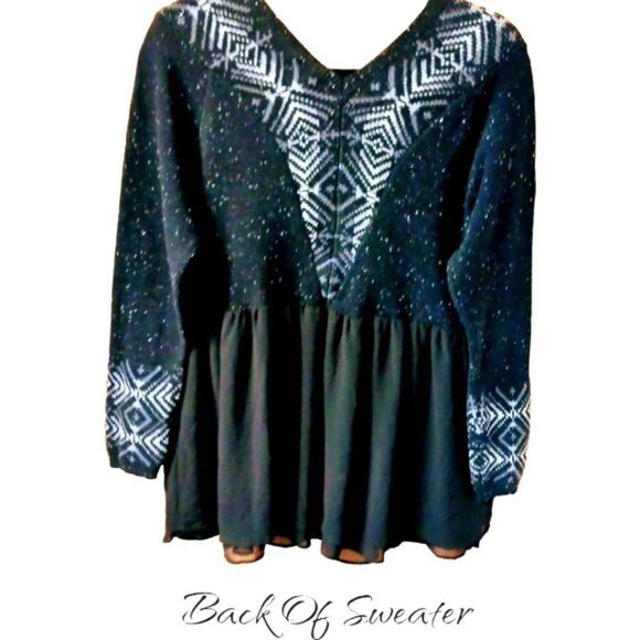 TORRID New Plus Size Black Lace-Up Chiffon Peplum Sweater 1X - Picture 8 of 14